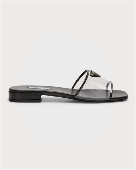 prada crystal flat sandals|Prada transparent sandals.